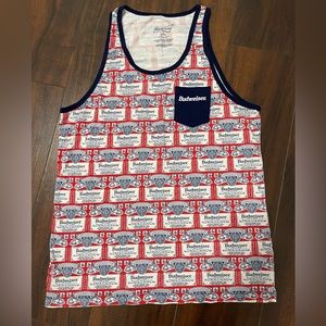 Budweiser Graphic All Over Tank Top Men’s Large With Front Pocket